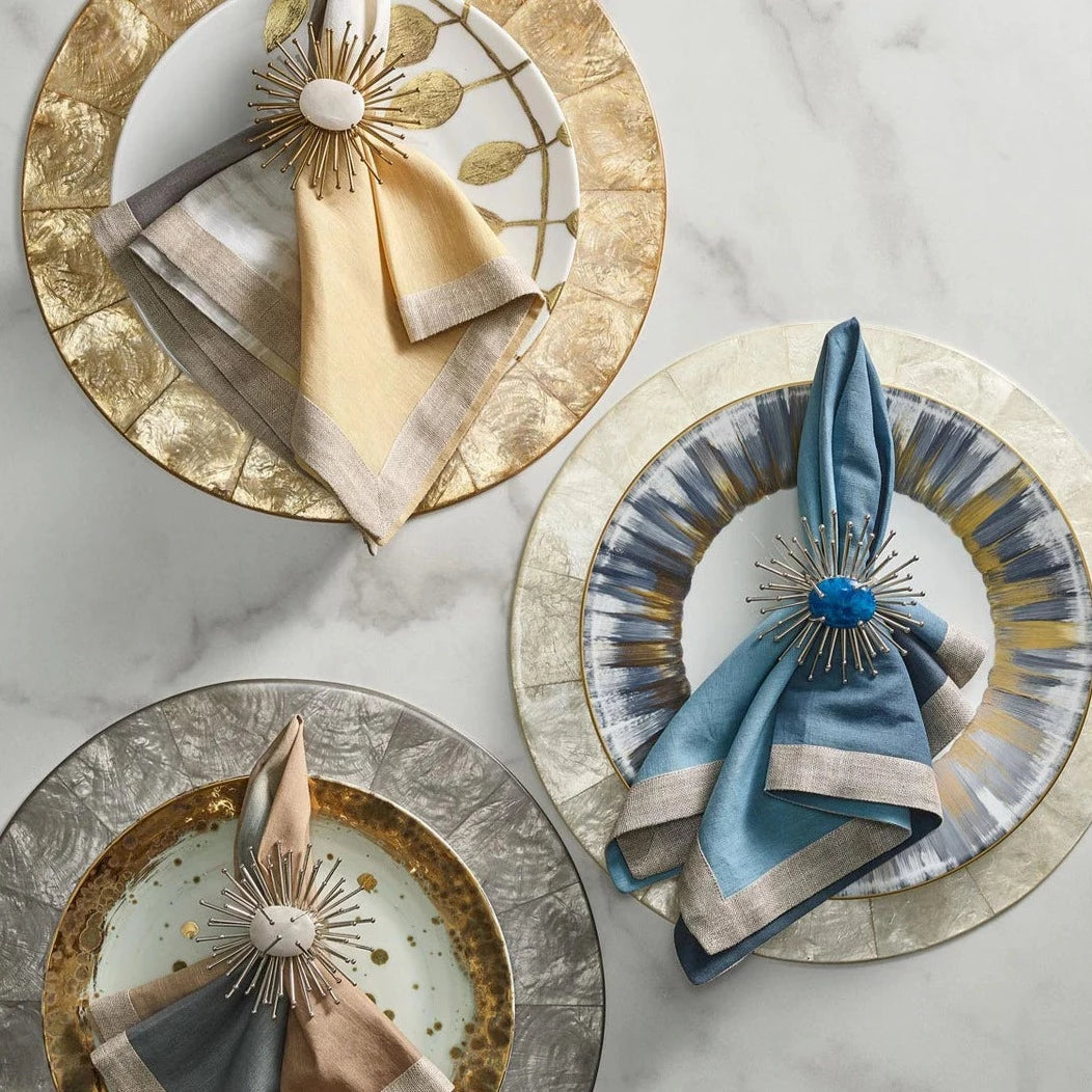 Flare Napkin Ring in Silver & Crystal - Set of 4