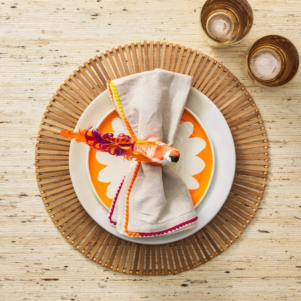 Chirp Napkin Ring in Pink & Orange - Set of 4