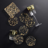 Stardust Drink Coasters in Clear & Gold - Set of 6 in a Caddy