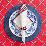 Knotted Edge Napkin in White, Navy & Red (Set of 4)