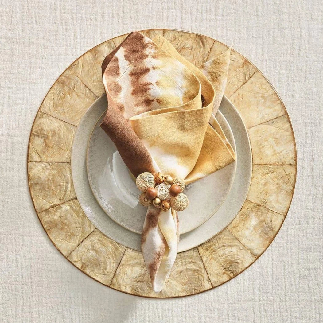 Java Napkin Ring in Natural & Brown - Set of 4