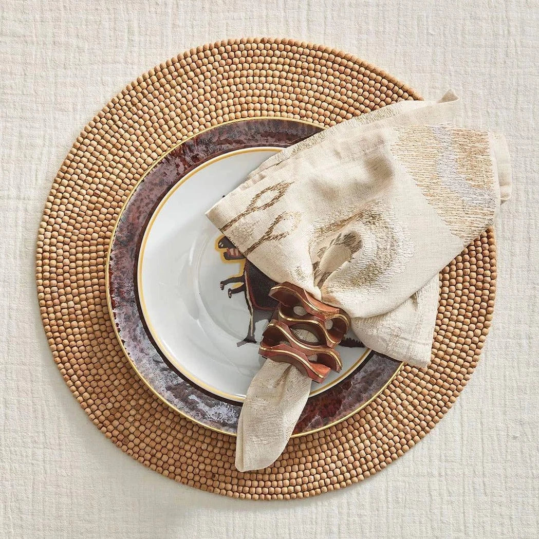 Pavilion Napkin Ring in Brown & Gold - Set of 4