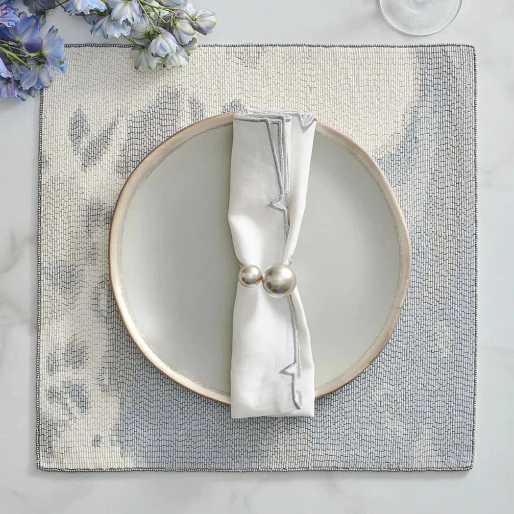 Pearl Napkin Ring in Gray & Silver (Set of 4)