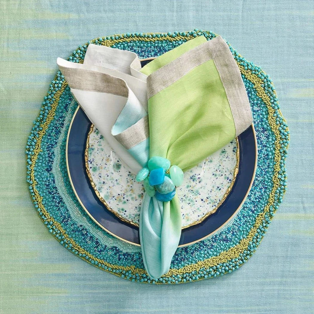 Sea Stone Napkin Ring in Seafoam - Set of 4