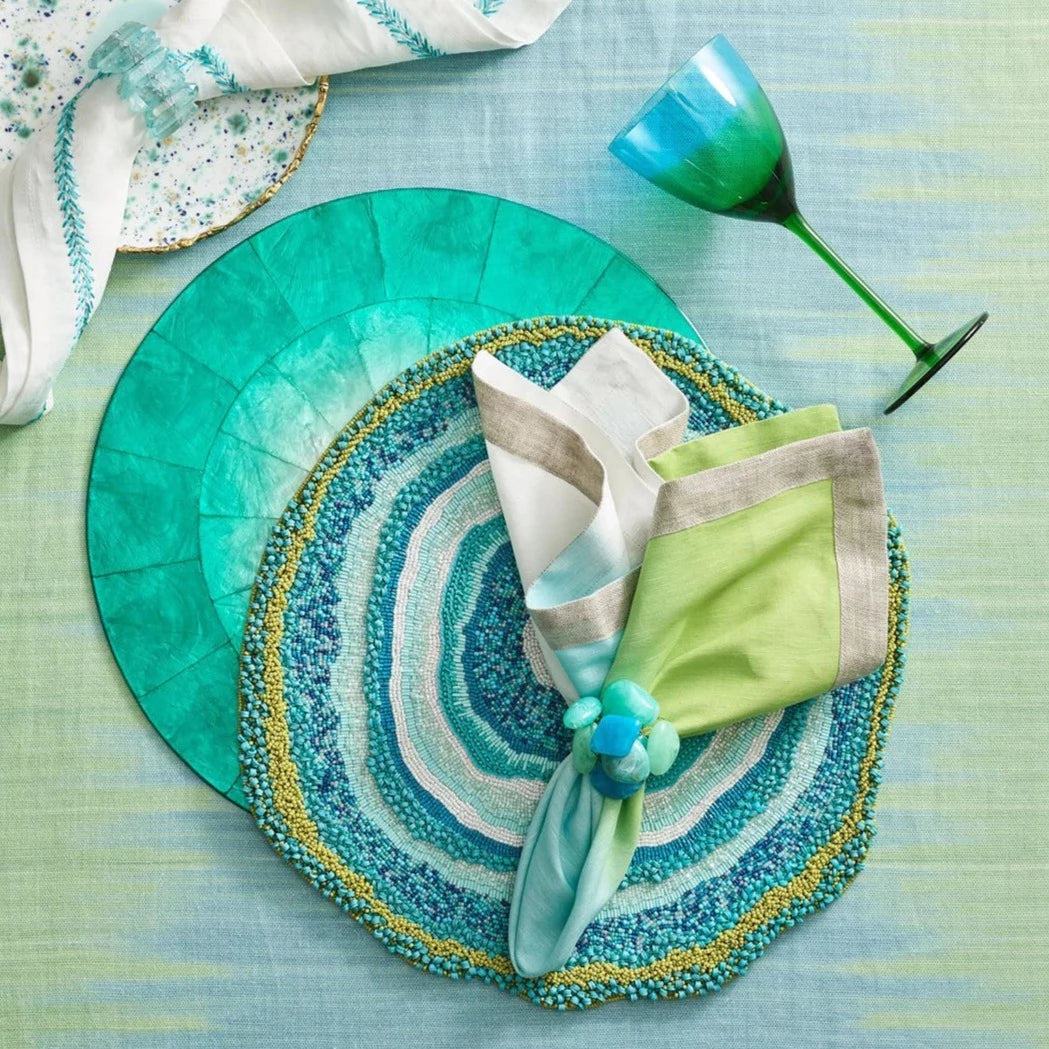 Dip Dye Napkin in Blue & Green (Set of 4)