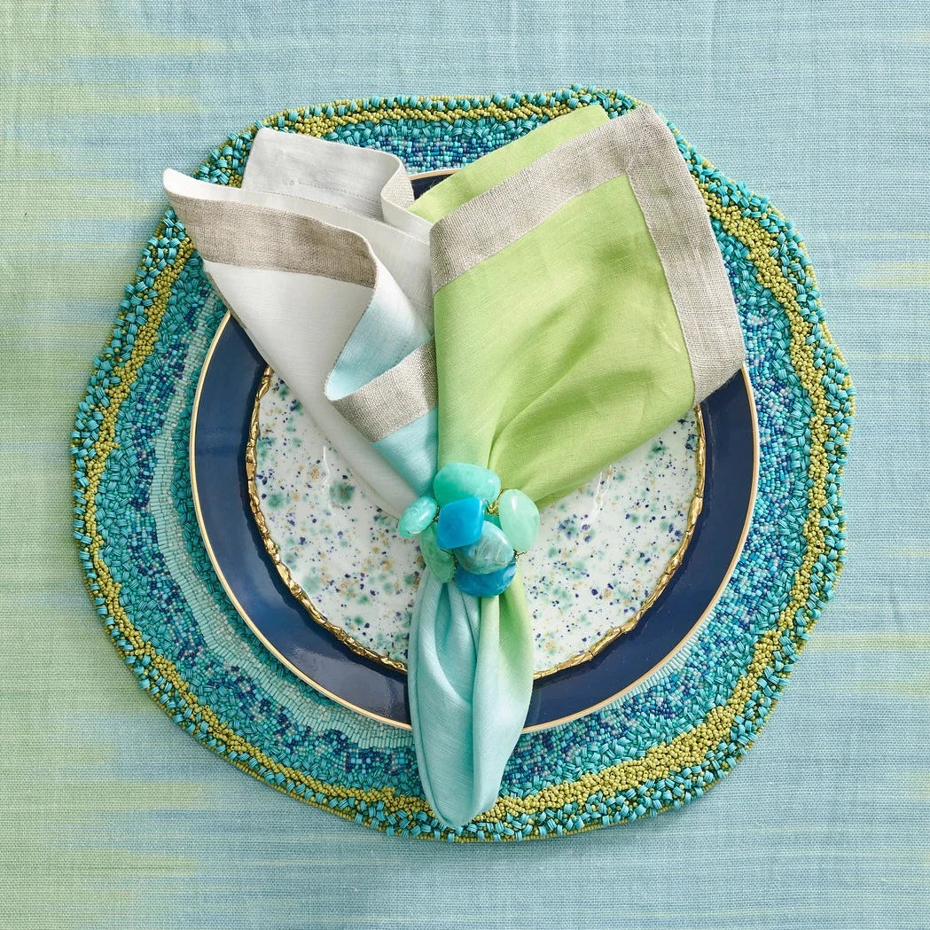 Dip Dye Napkin in Blue & Green (Set of 4)