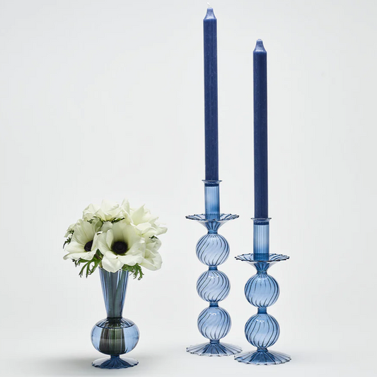 Iris Tall Candle Holder in Cadet (Set of 2 in a Box)