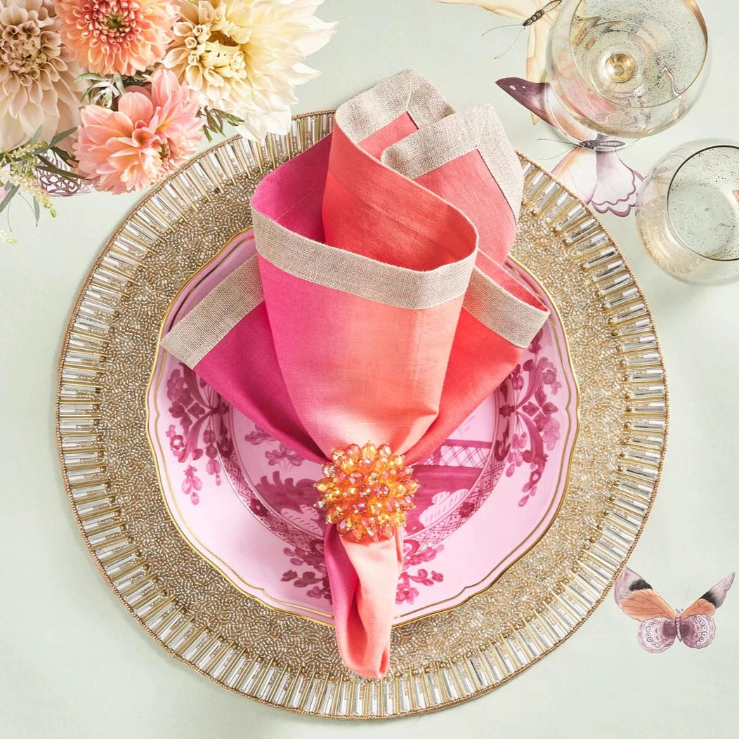 Zinnia Napkin Ring in Pink & Orange (Set of 4)