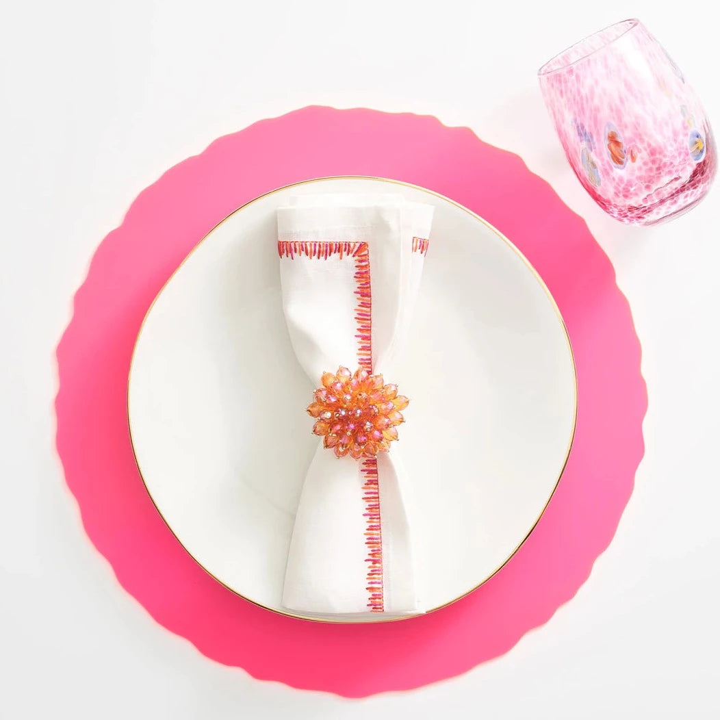 Zinnia Napkin Ring in Pink & Orange - Set of 4