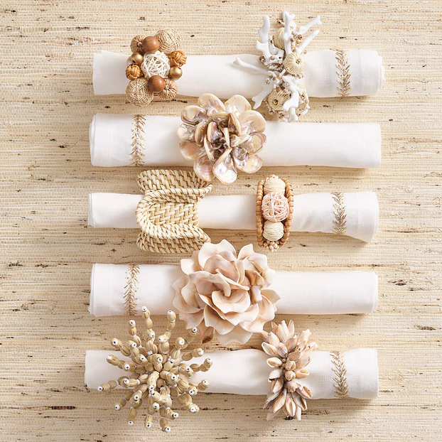 Ruffle Napkin Ring in Natural (Set of 4)