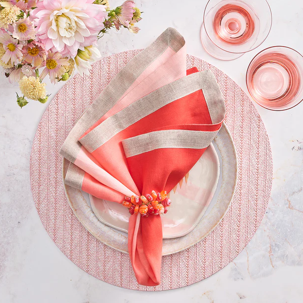 Dip Dye Napkin in Coral & Salmon - Set of 4