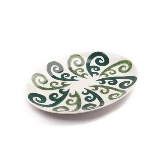 Athenee Two Tone Green Peacock Serving Platter