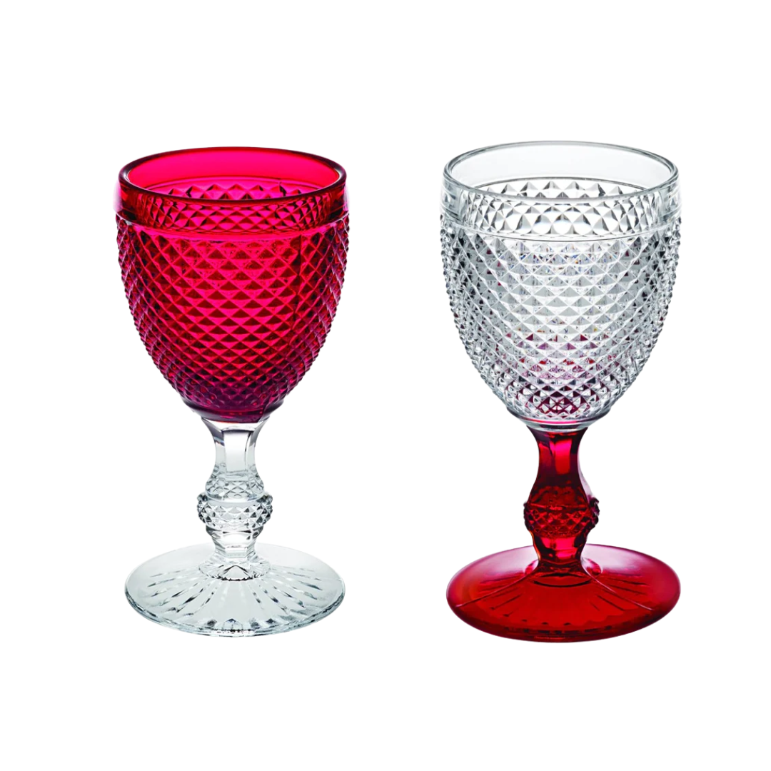 Bicolor Goblet With Colored Stem - Set of 2