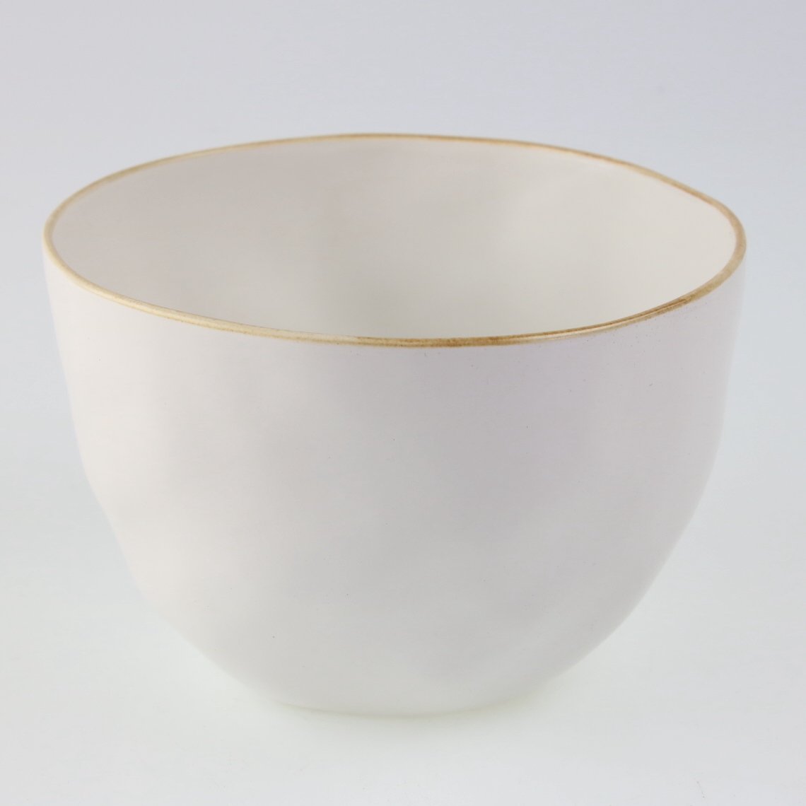 Gold Rim Stoneware Snack Bowl