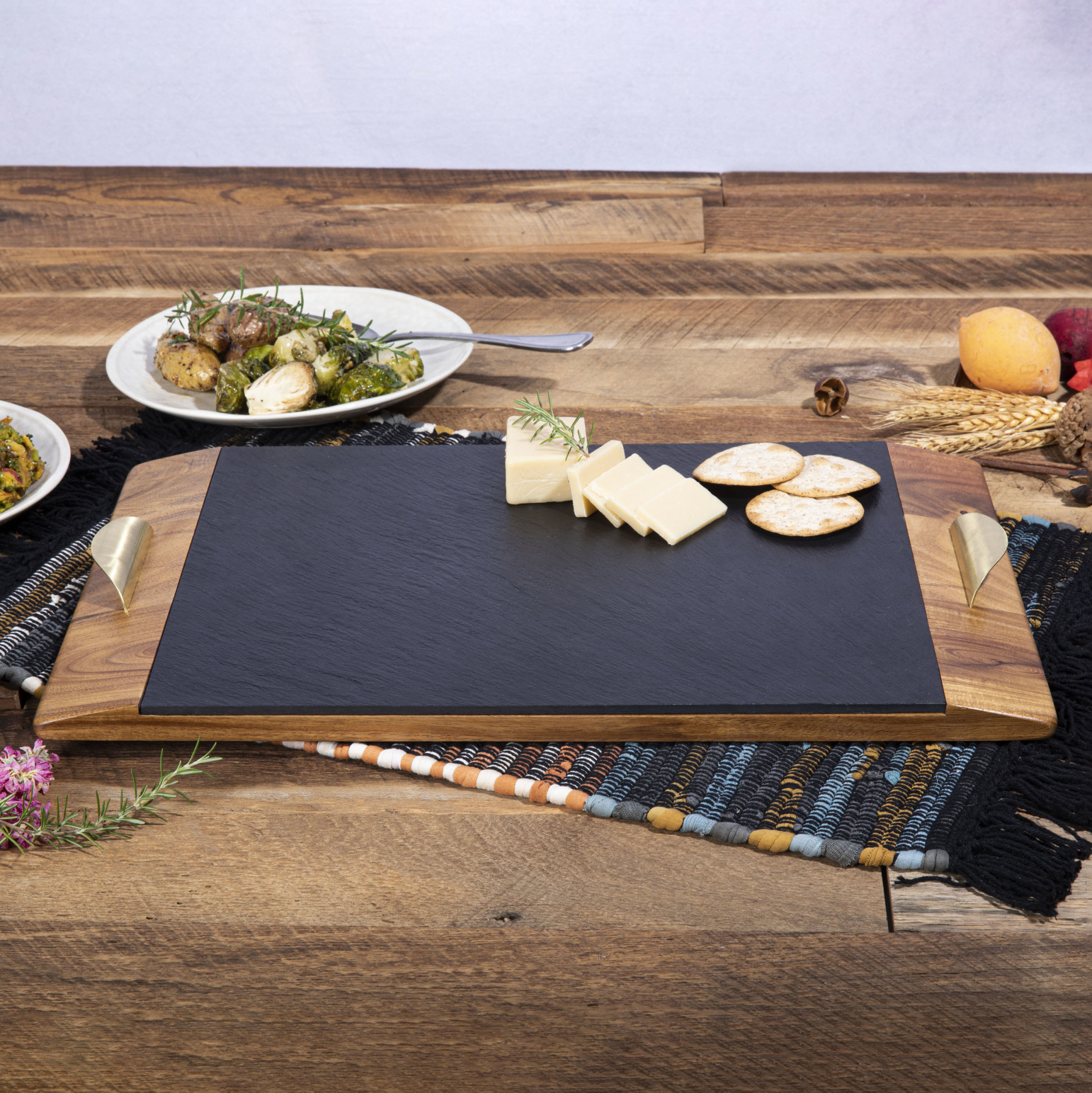 Covina Acacia And Slate Serving Tray