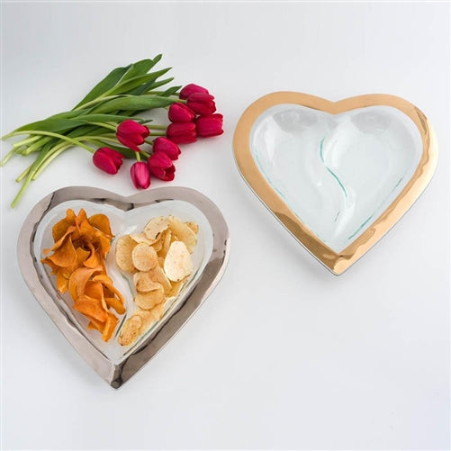 Roman Antique Heart Chip & Dip Server