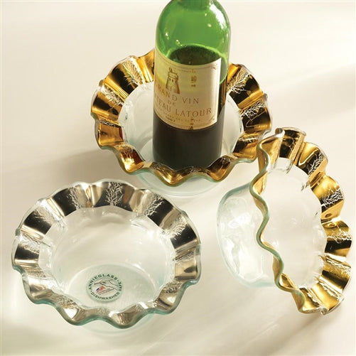 Gold Ruffle Wine Coaster/Candle Holder