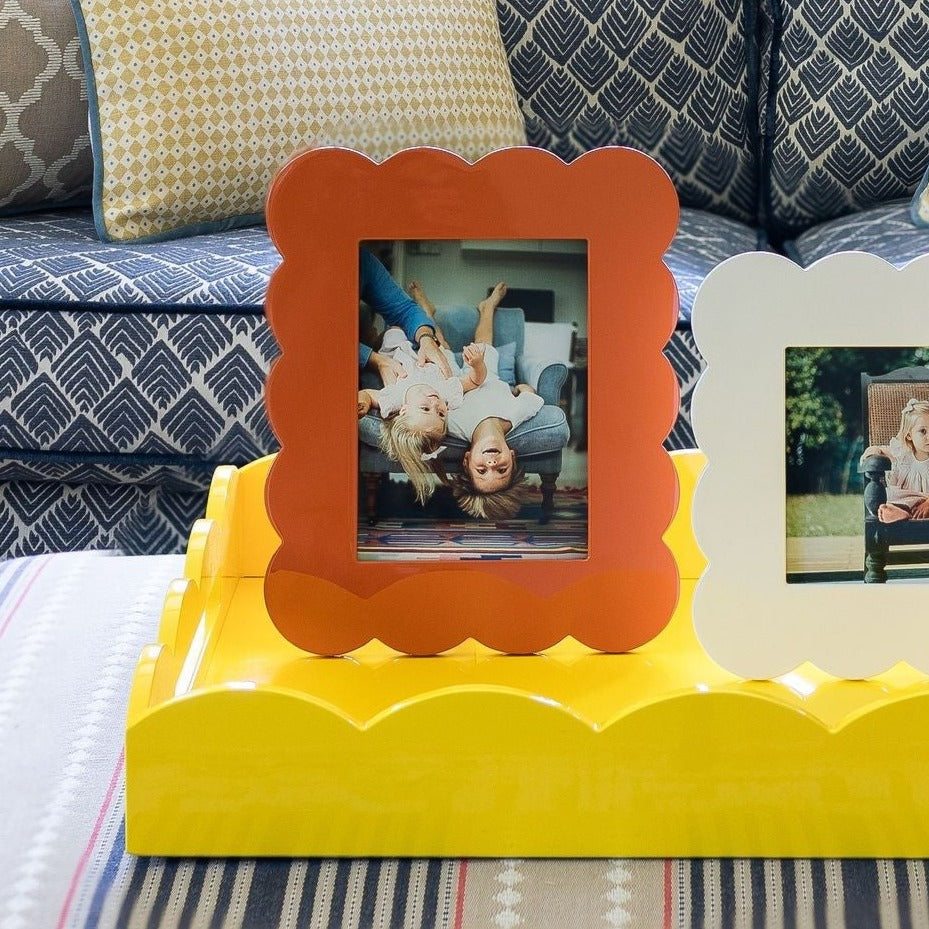 Orange Scalloped Lacquer Photo Frame