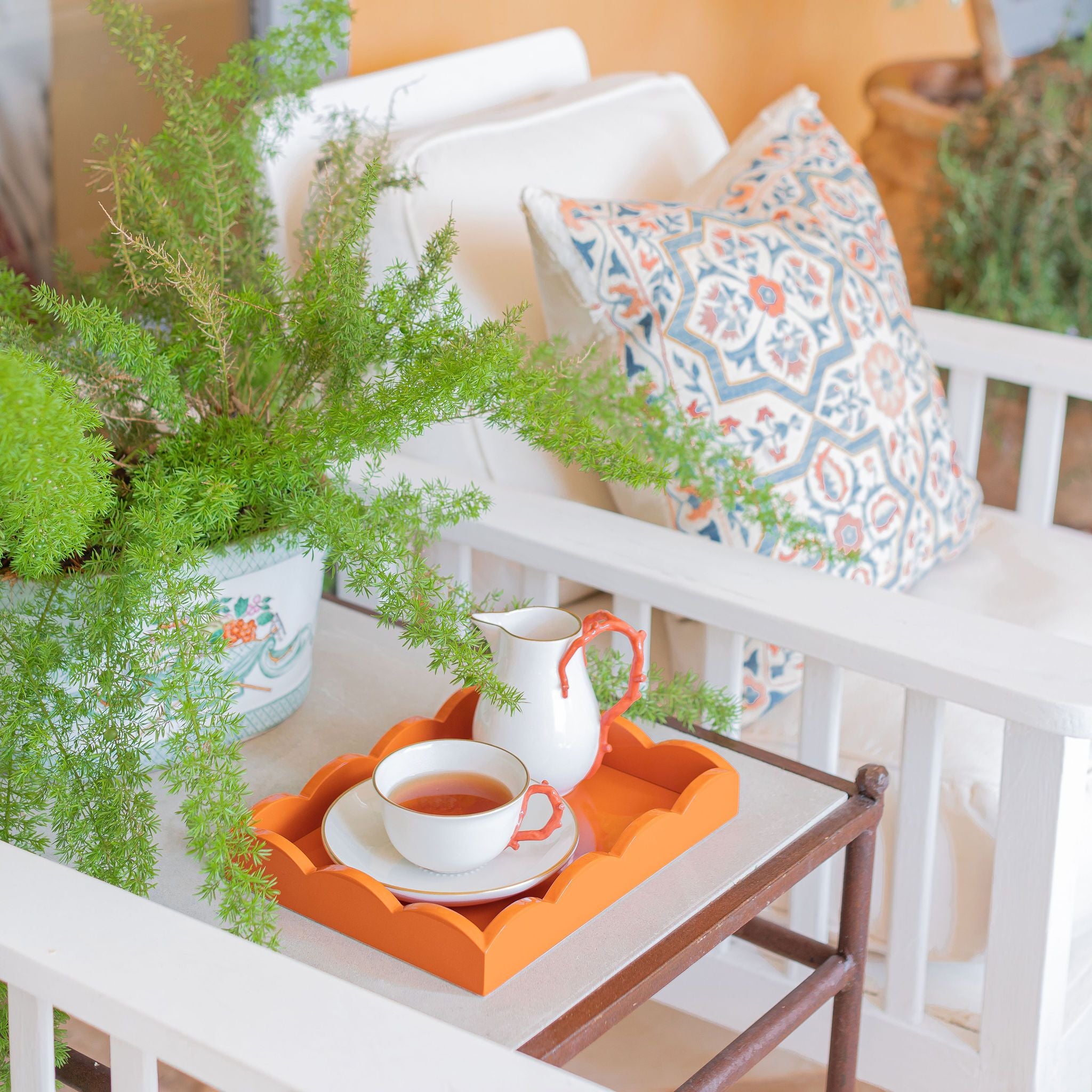 Small Orange Scalloped Edge Tray