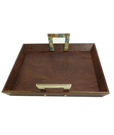 Square Leather Tray Stone Handle by Babel