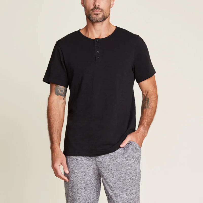 Malibu Collection Men's Slub Henley Tee