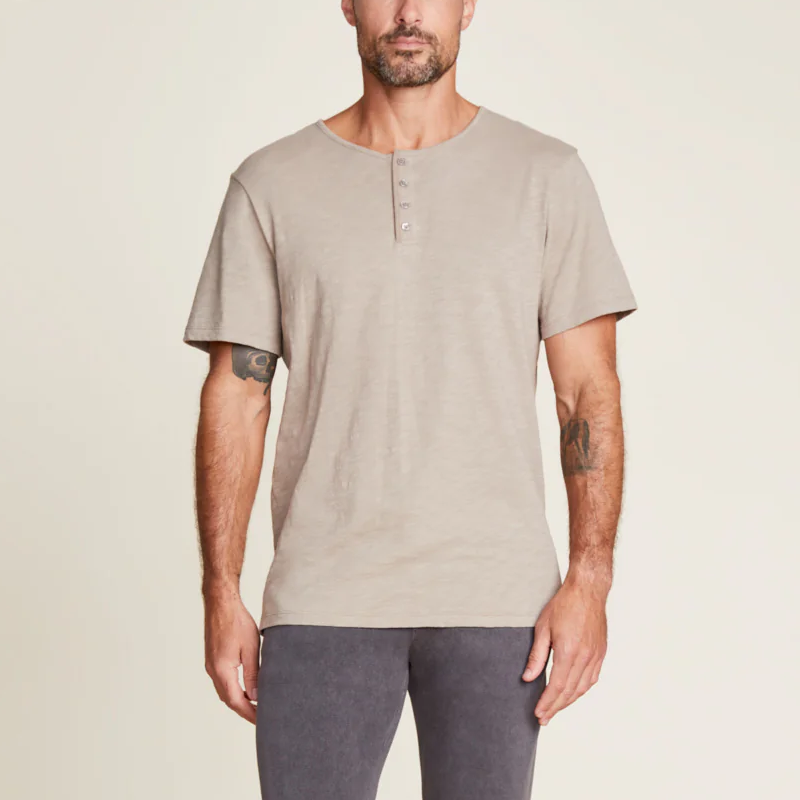 Malibu Collection Men's Slub Henley Tee