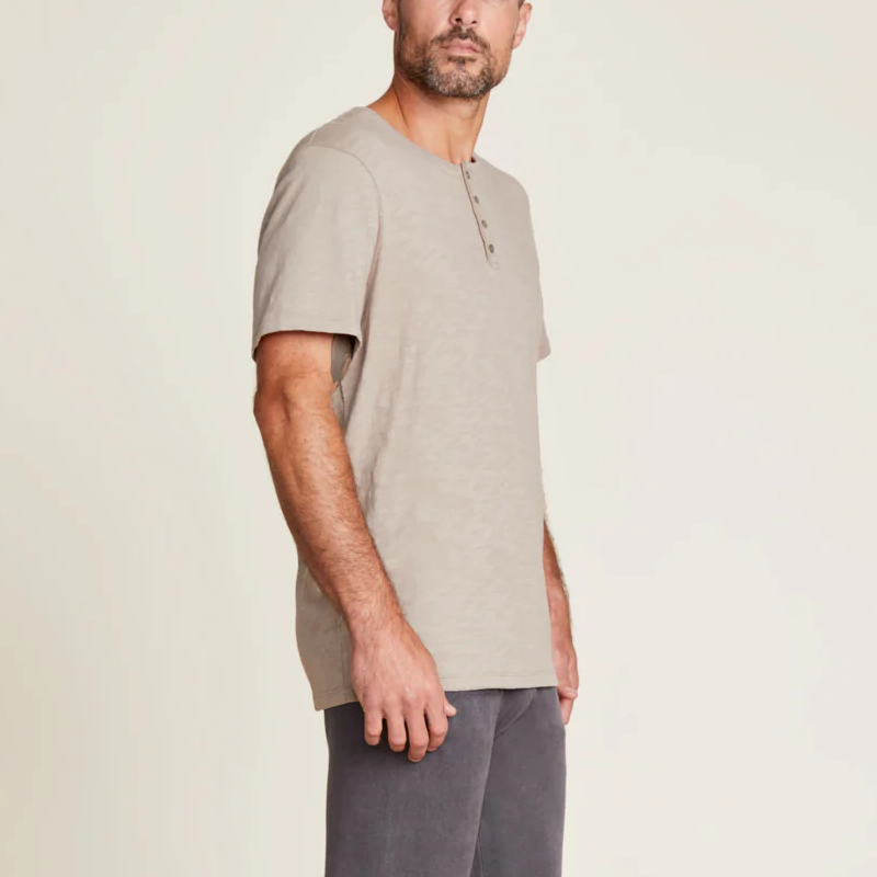 Malibu Collection Men's Slub Henley Tee