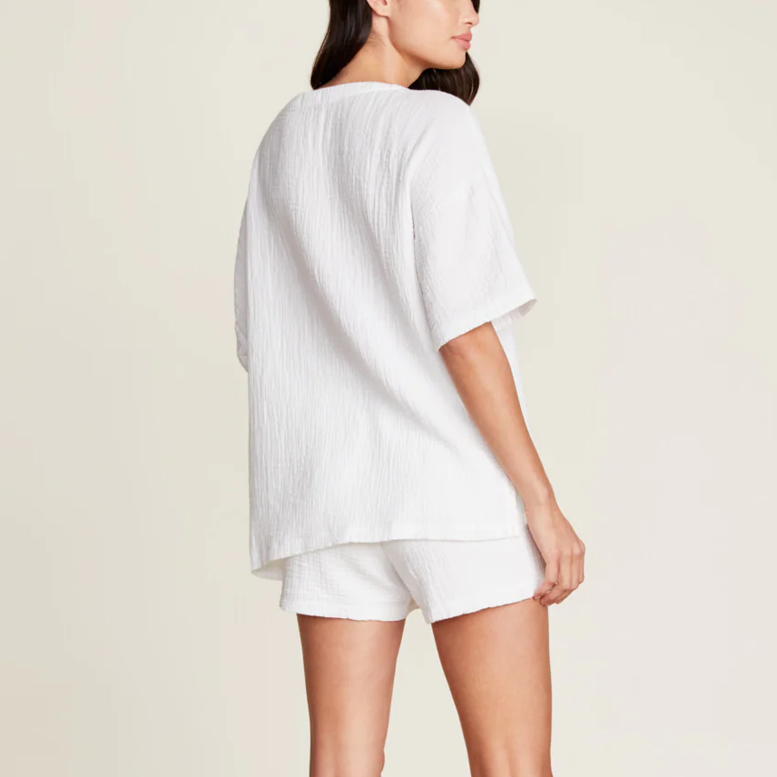 Malibu Collection Sun Soaked Crinkle Cotton Tee & Short Set