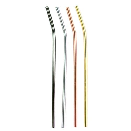 Matte Metallic Stainless Bent Straws - Set of 4