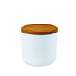 White Stoneware Container with Acacia Lid