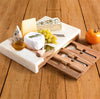 White Marble & Acacia Pocket Drawer Board with Matte Stainless Cheese Set