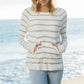 CozyChic Lite Striped Raglan Pullover - Pearl