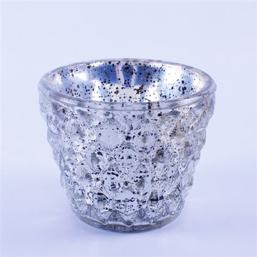 Glass Votives Set of 6 - Silver