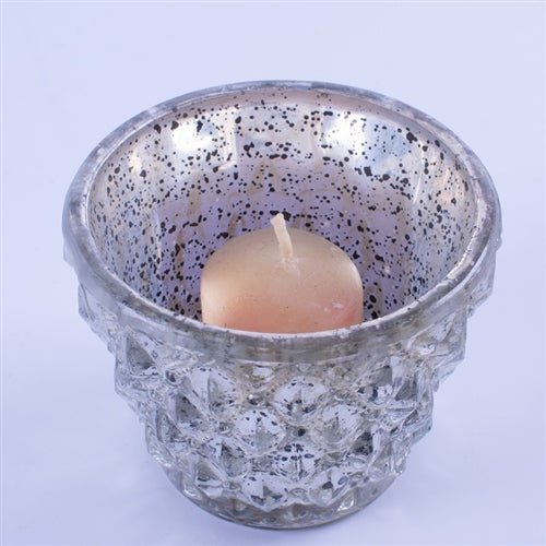 Glass Votives Set of 6 - Silver