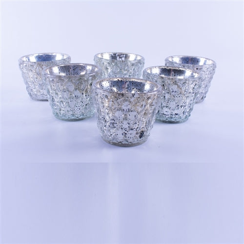 Glass Votives Set of 6 - Silver