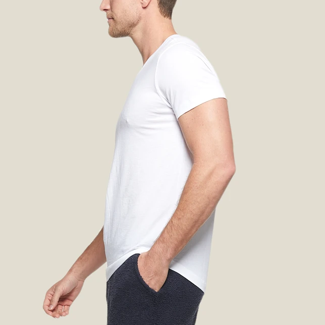 Men's White Short Sleeve V-neck