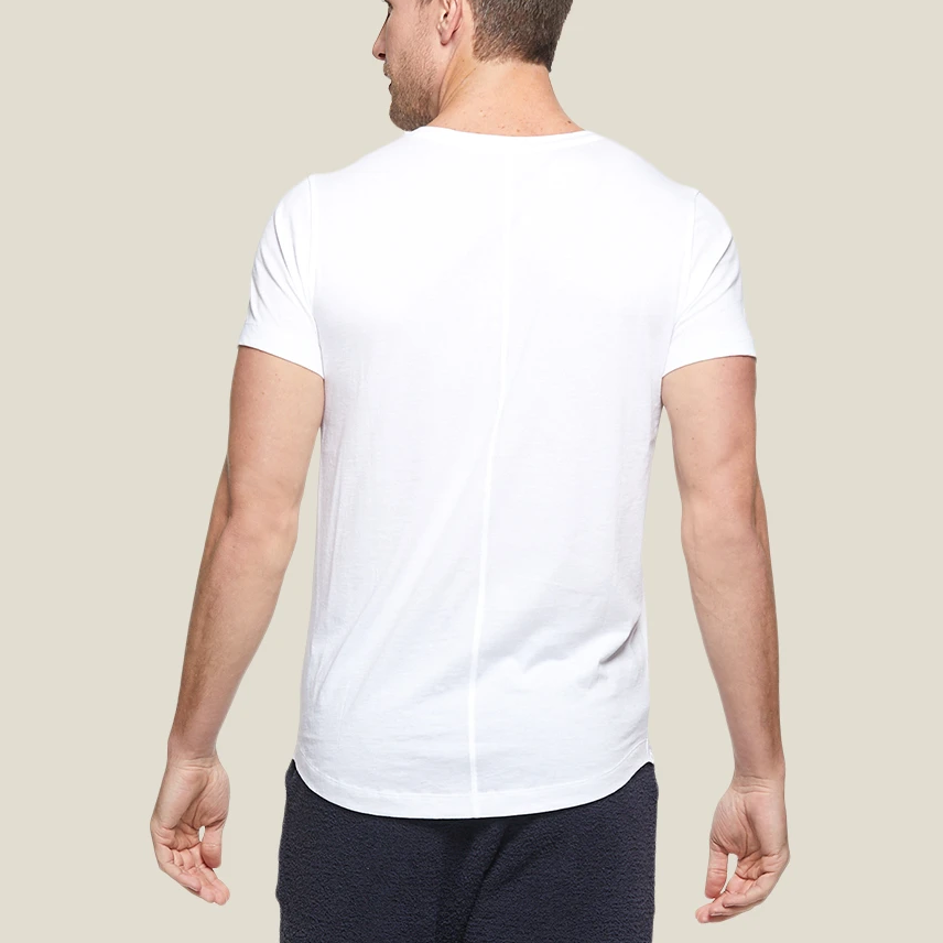 Men's White Short Sleeve V-neck