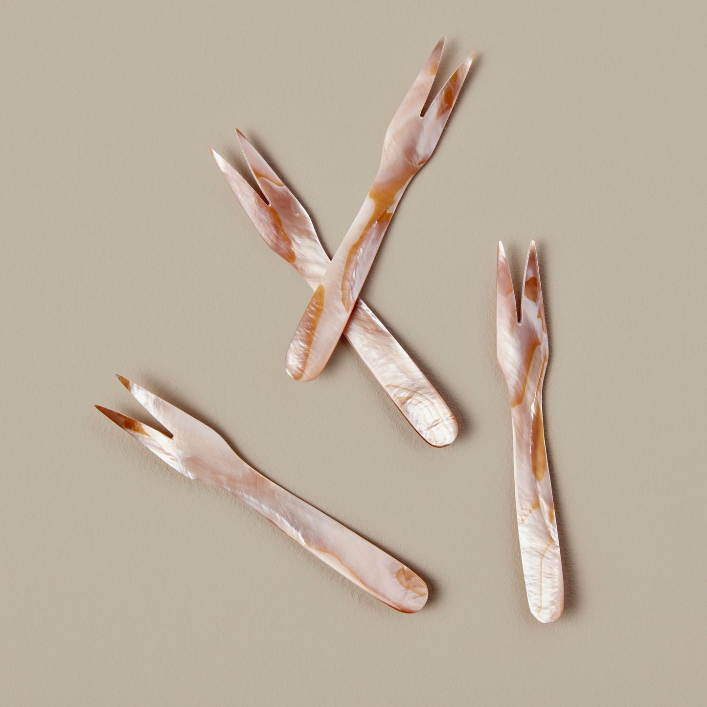 Pink & Brown Seashell Forks (Set of 4)