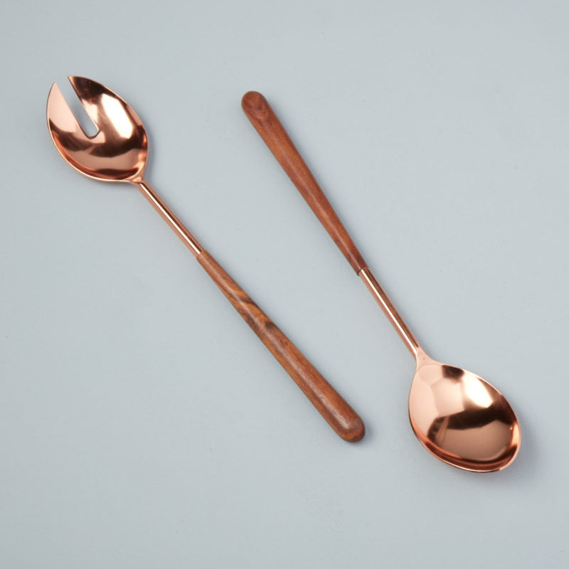 Copper & Wood Serving Set