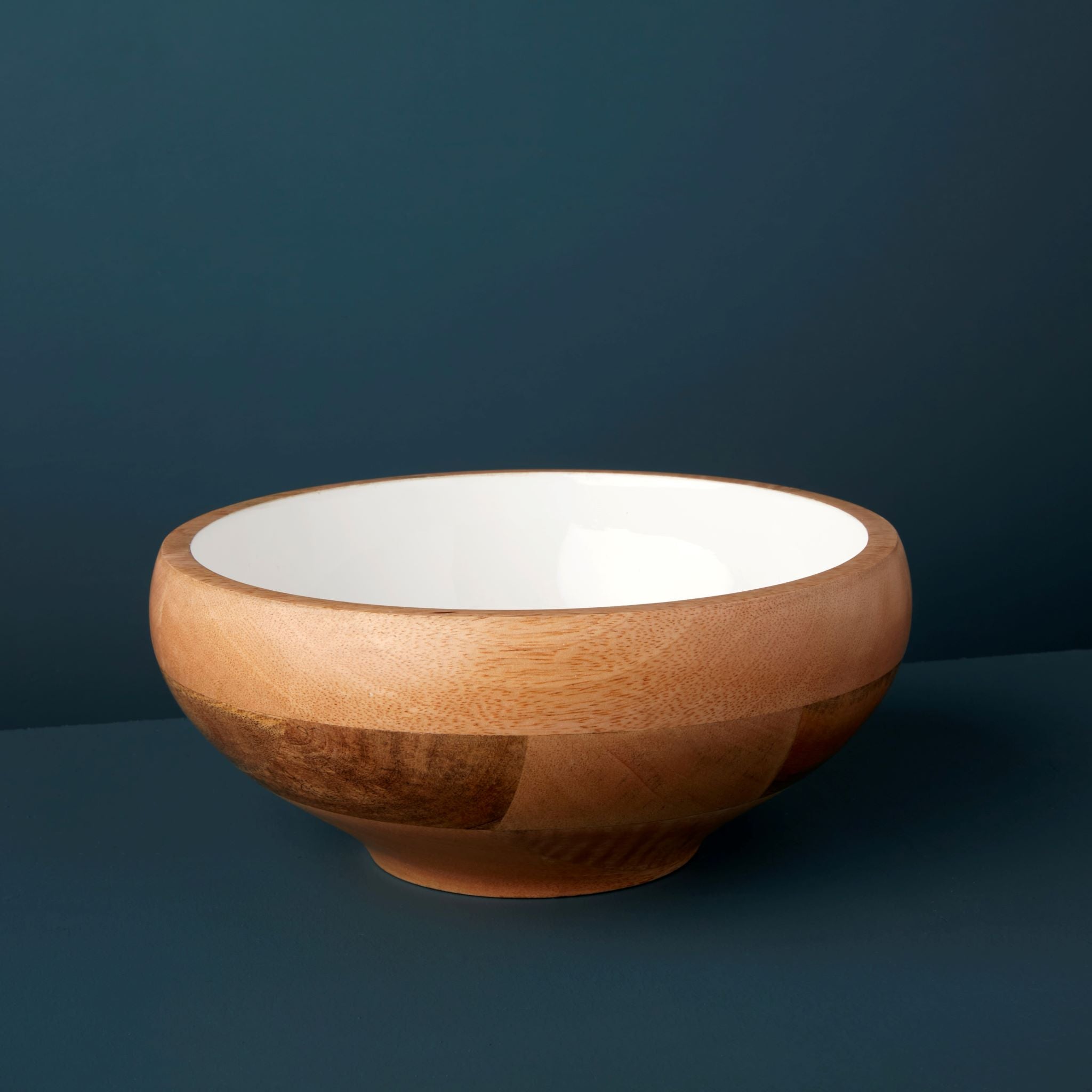 Madras Mango Wood & Enamel Curvy Bowl