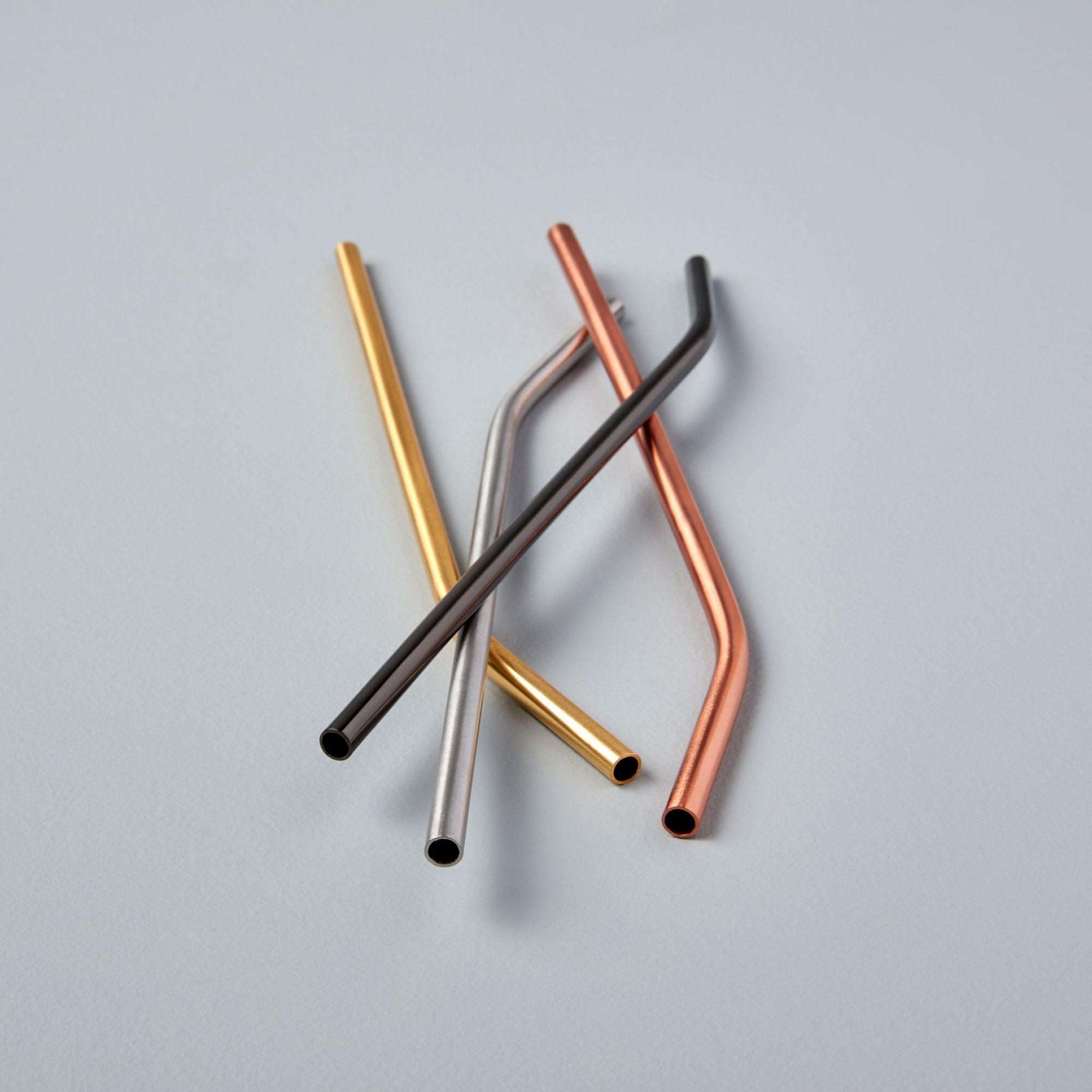 Matte Metallic Stainless Bent Straws - Set of 4