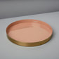 Gold & Enamel Small Round Tray - Persimmon