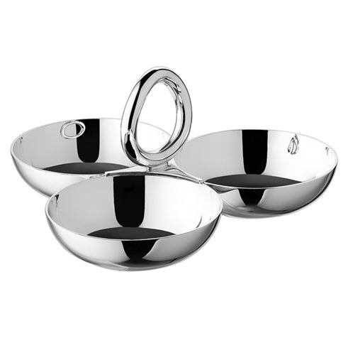 Vertigo Medium Silver-Plated 3-Bowl Snack Dish