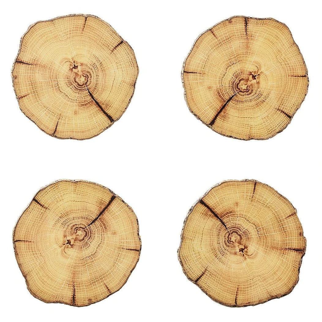 Woodland Drink Coasters in Natural & Brown - Set of 4