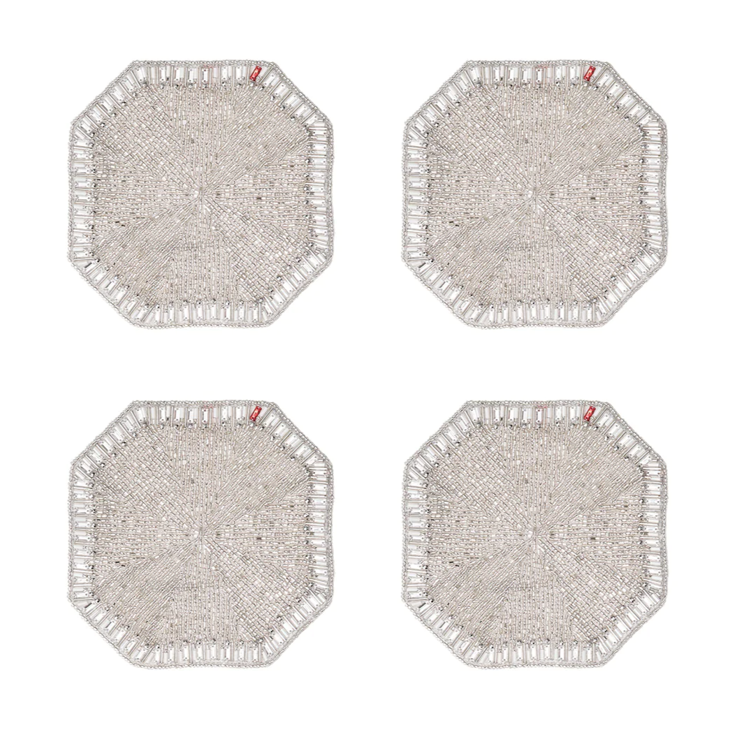 Louxor Coasters in Silver & Crystal - Set of 4