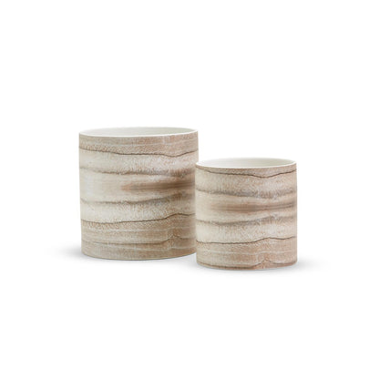 Faux European White Oak Planter - Set of 2