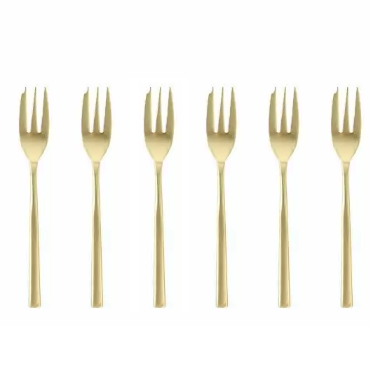 Arezzo Brushed Gold Cake Fork 6.25" (Set of 6)