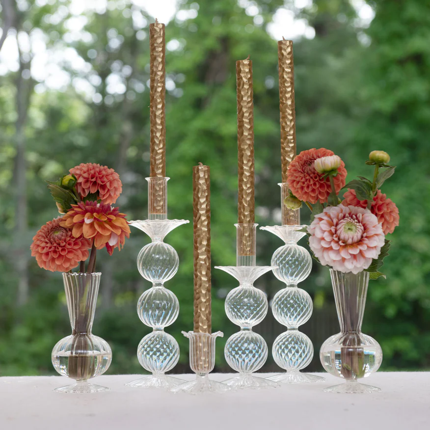 Bella Short Candle Holder in Clear - Set of 2