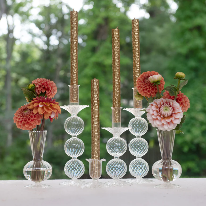 Iris Tall Candle Holder in Clear - Set of 2