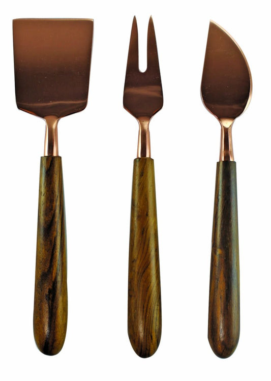 Copper & Wood Cheese Set of 3
